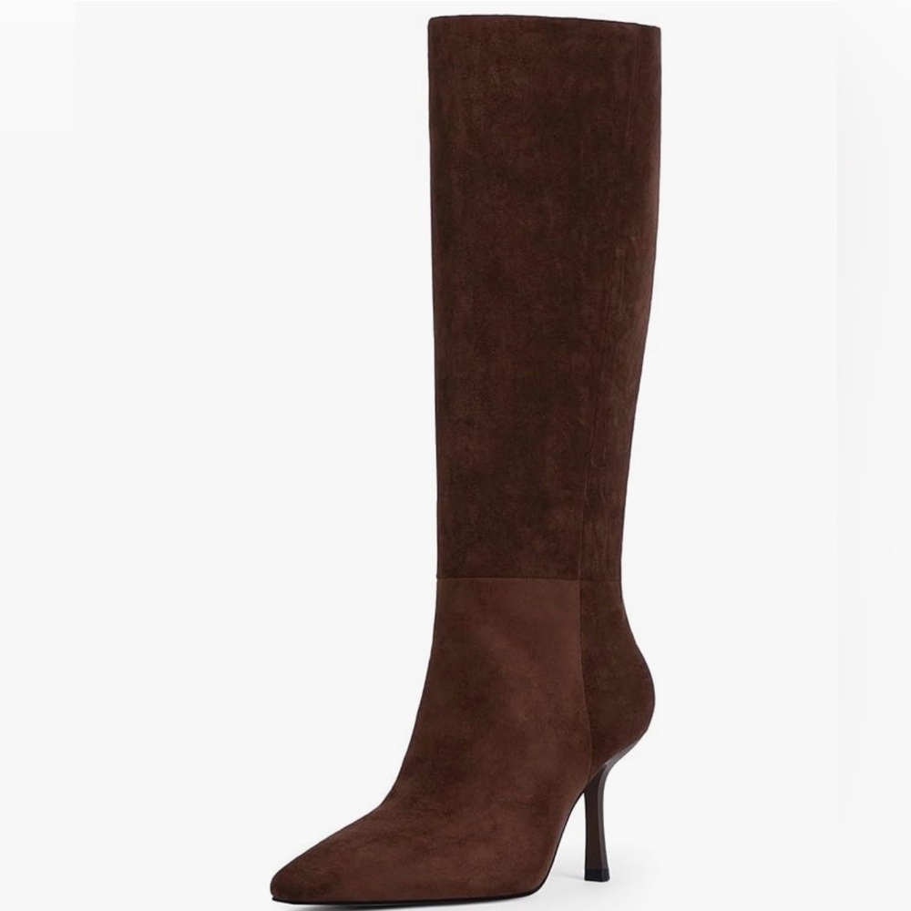 Brown Knee-High Suede Women's Boots